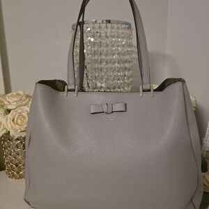 Kate Spade Gray Leather Tote with Bow Accent